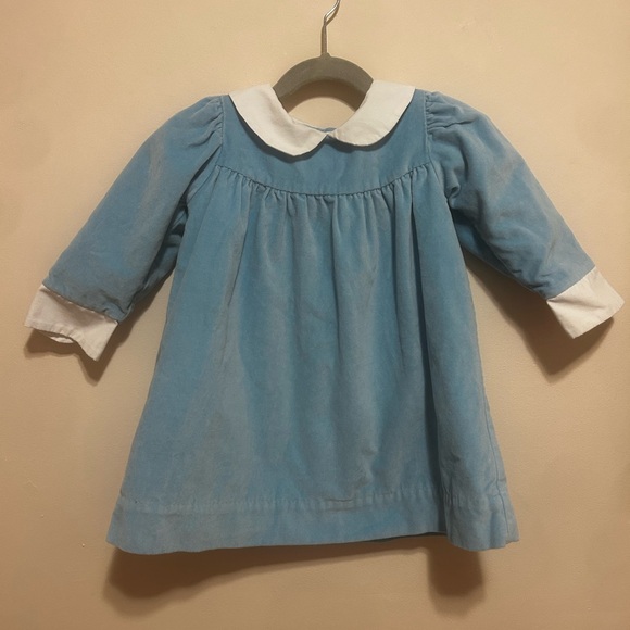 SOLD TBBC Patsy’s Dinner Dress - Brookline Blue Velveteen - Size 2T - Picture 3 of 6